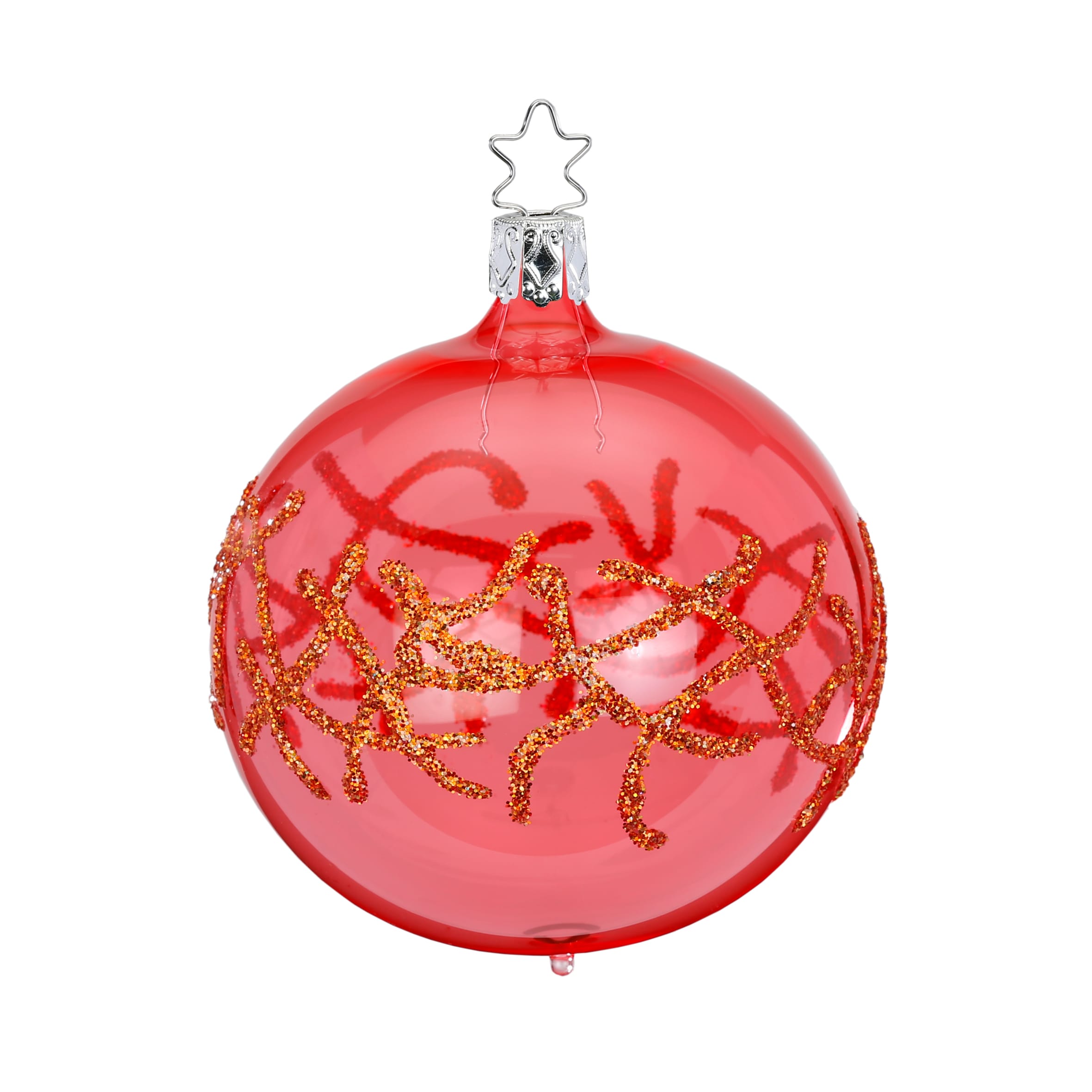 Inge-Glas® Manufaktur Weihnachtsbaumkugel „Seenelke“ Koralle, Glas 8 cm, mundgeblasen/handbemalt (1-tlg.)