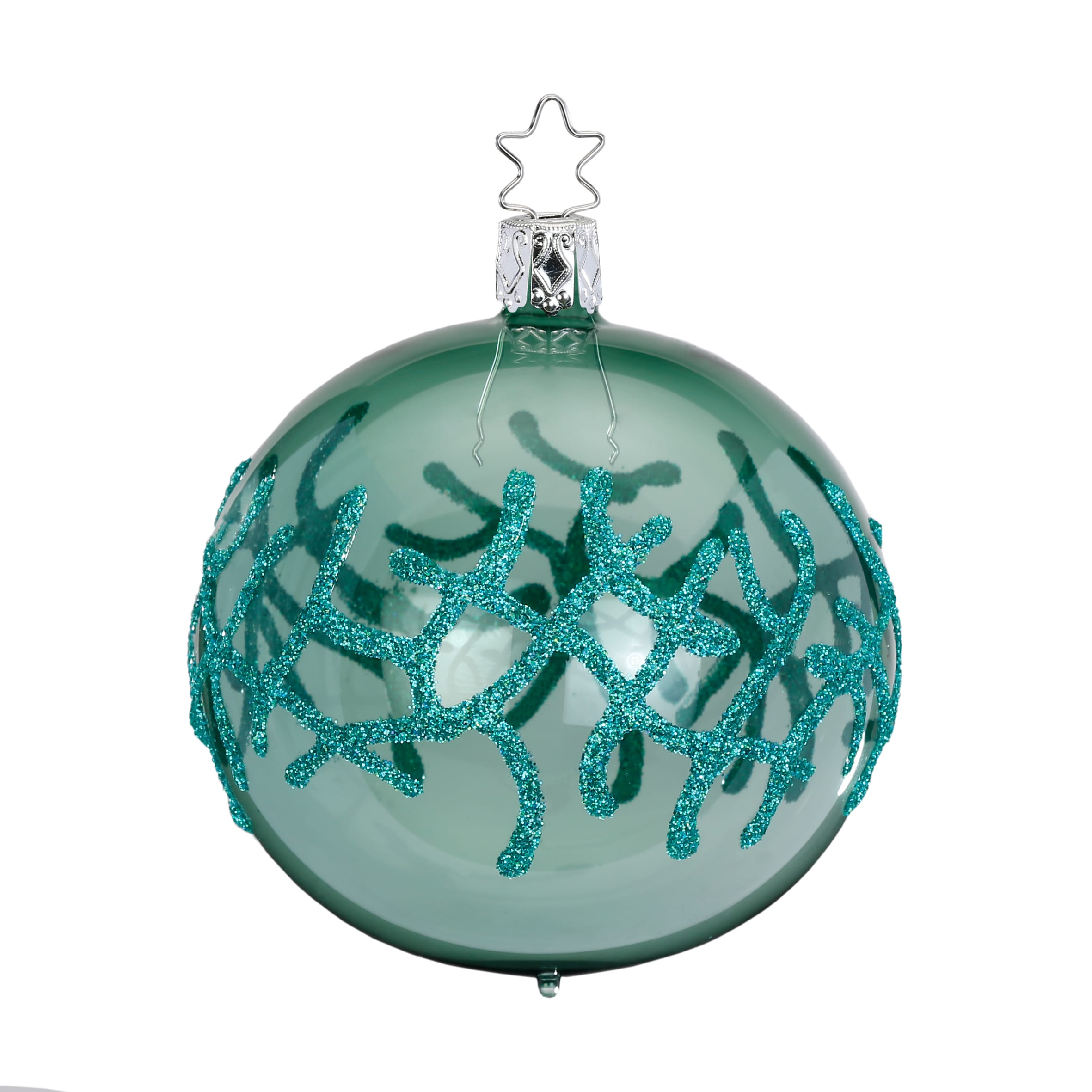 Inge-Glas® Manufaktur Weihnachtsbaumkugel „Seenelke“ Mineralgrün, Glas 8 cm, mundgeblasen/handbemalt (1-tlg.)