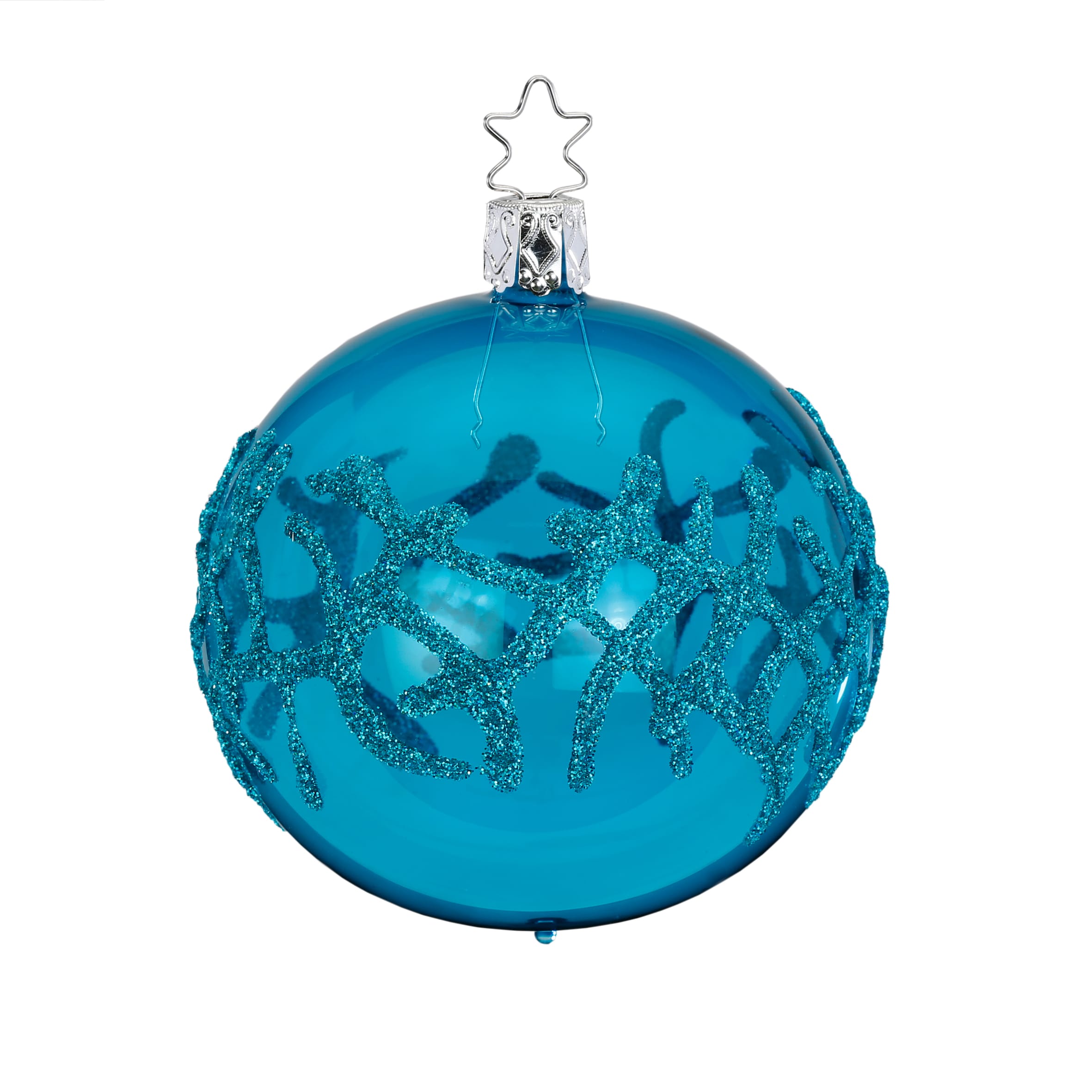 Inge-Glas®Manufaktur Weihnachtsbaumkugel „Seenelke“ Türkis, Glas 8 cm, mundgeblasen/handbemalt (1-tlg.)